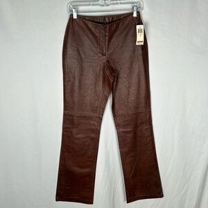 NWT Vintage International Concepts Brown Leather Mid Rise Bootcut Pant -Size 4